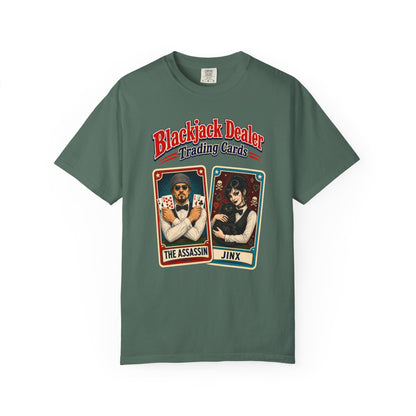 Blackjack Dealer Trading Cards T-Shirt — The Assassin & Jinx