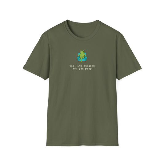 Cute Judging Frog Graphic Tee: “Yes, i’m judging how you play”