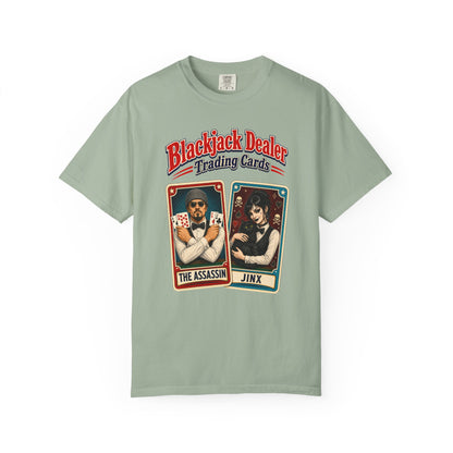 Blackjack Dealer Trading Cards T-Shirt — The Assassin & Jinx