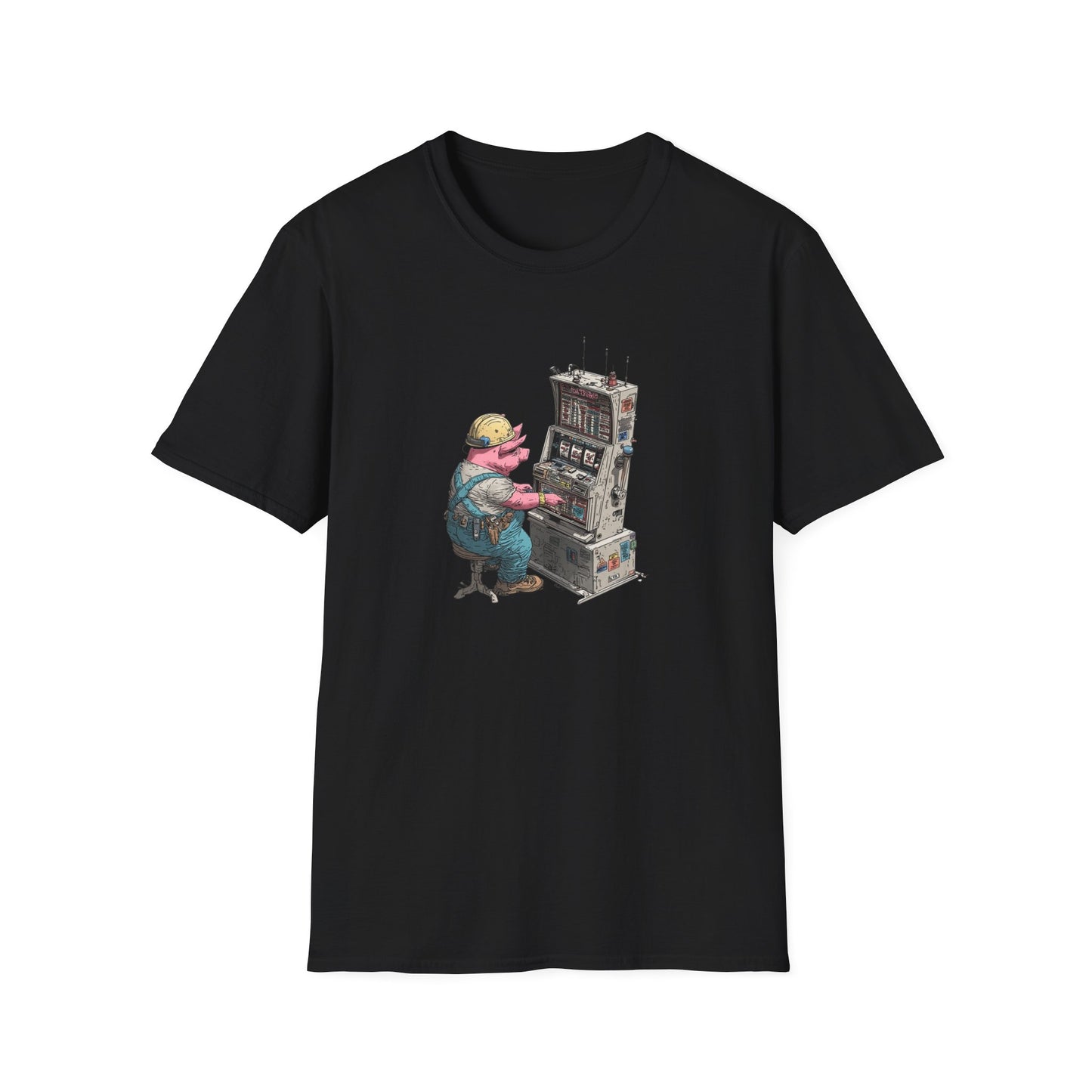 Hard-Working Pig at a Slot Machine | Casino Gambling T-Shirt