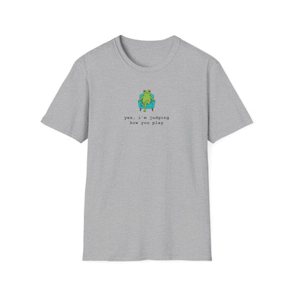 Cute Judging Frog Graphic Tee: “Yes, i’m judging how you play”