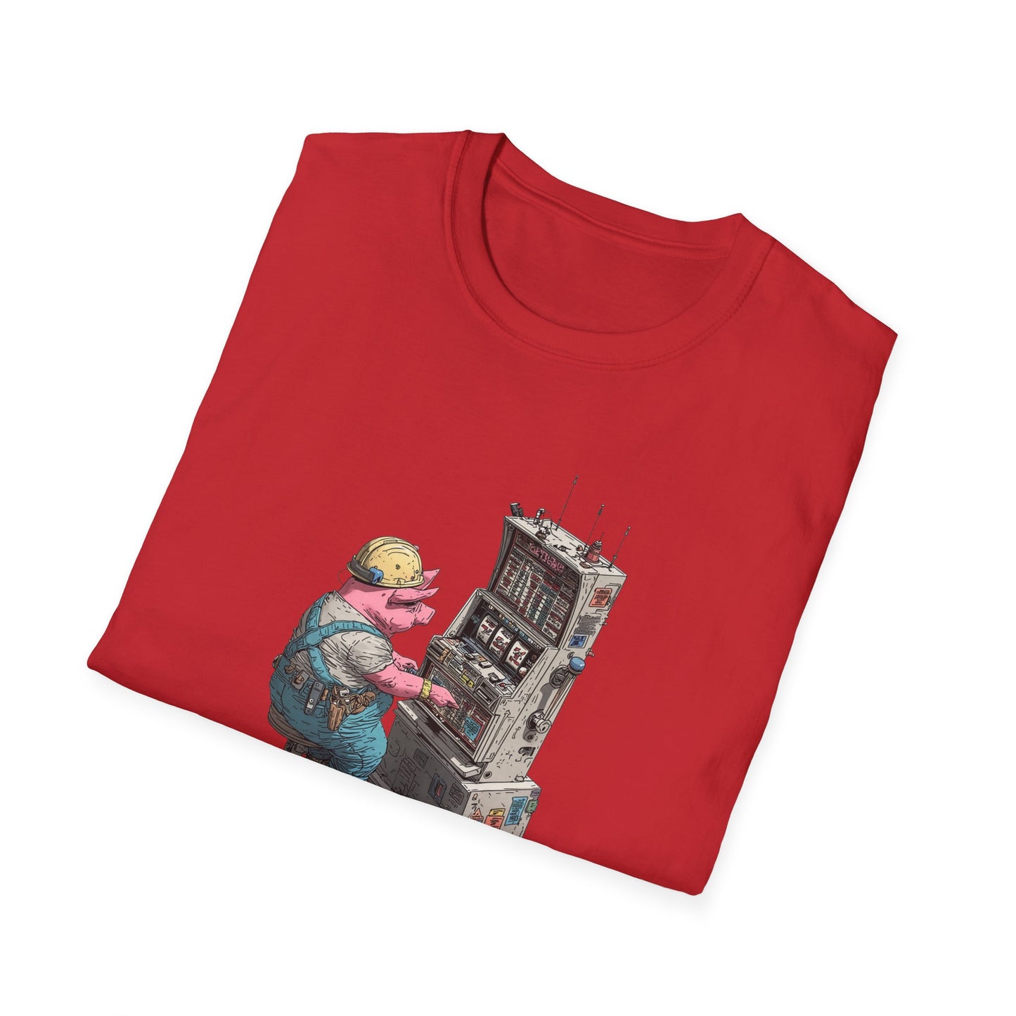 Hard-Working Pig at a Slot Machine | Casino Gambling T-Shirt