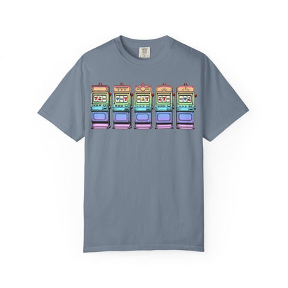 Retro Slot Machine T-Shirt — Vintage Neon Graphic Tee