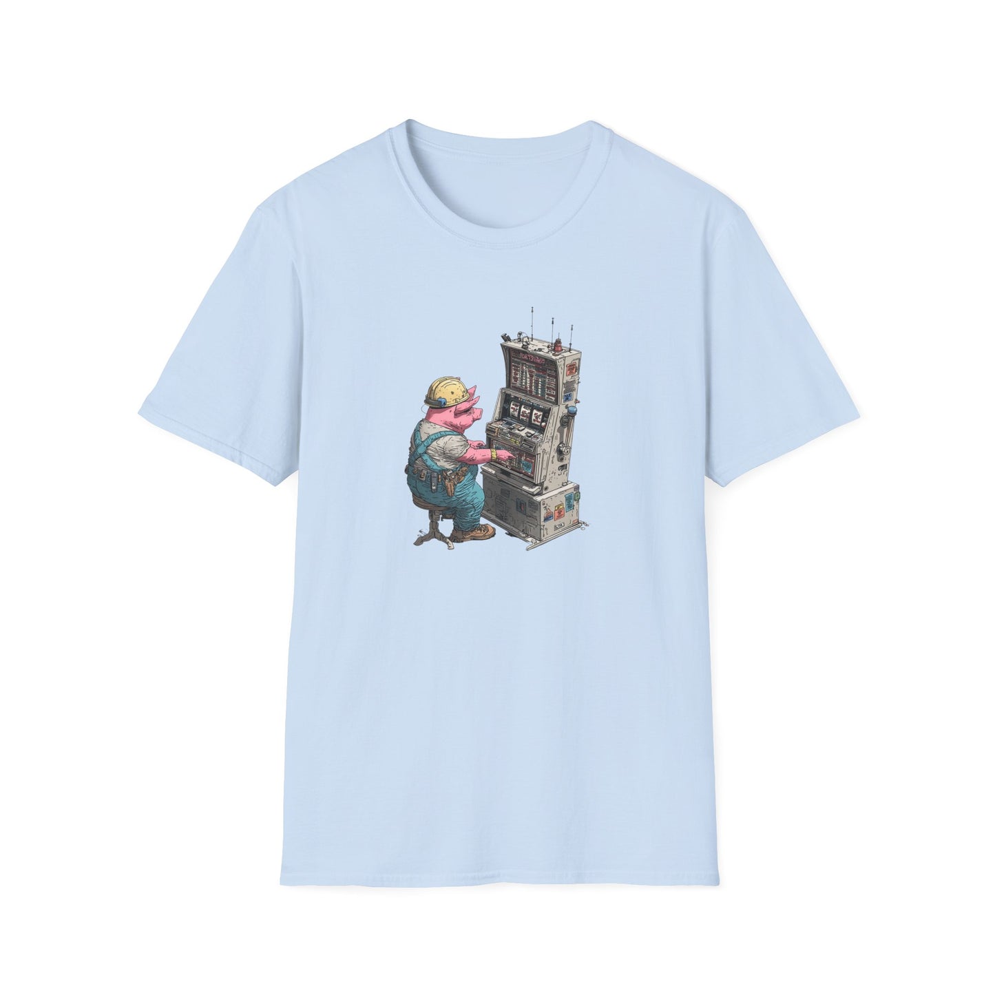 Hard-Working Pig at a Slot Machine | Casino Gambling T-Shirt