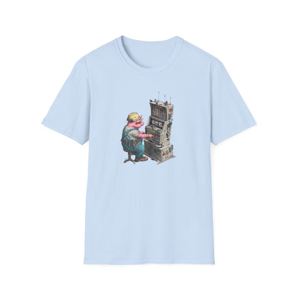 Hard-Working Pig at a Slot Machine | Casino Gambling T-Shirt