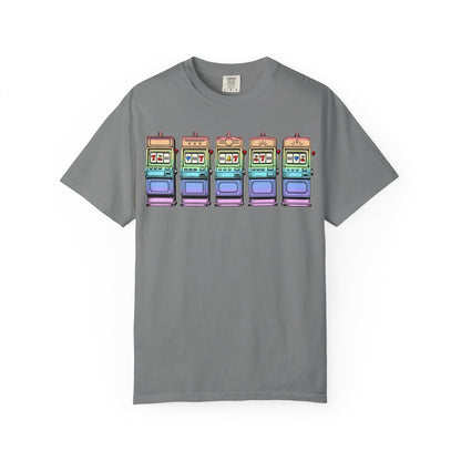 Retro Slot Machine T-Shirt — Vintage Neon Graphic Tee