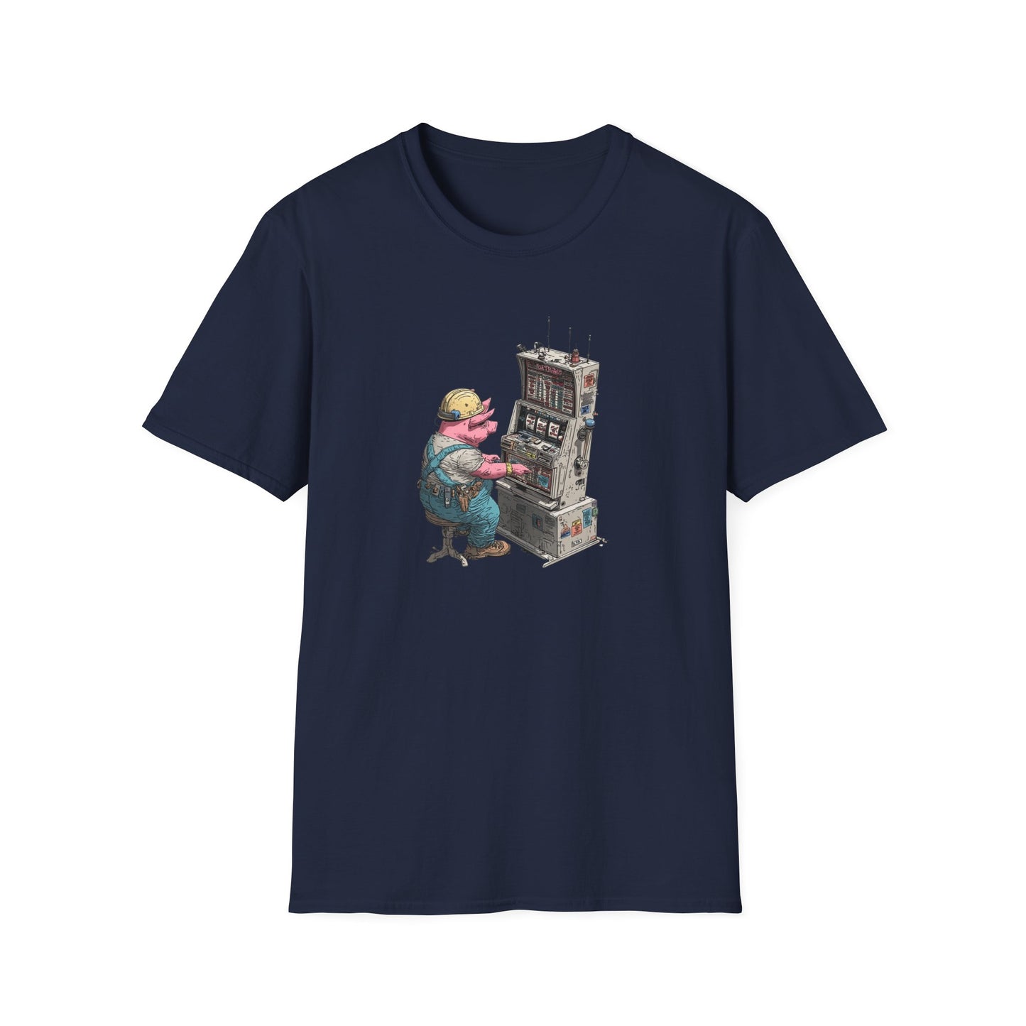 Hard-Working Pig at a Slot Machine | Casino Gambling T-Shirt