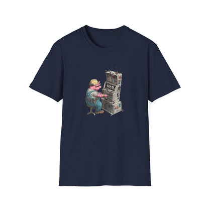 Hard-Working Pig at a Slot Machine | Casino Gambling T-Shirt