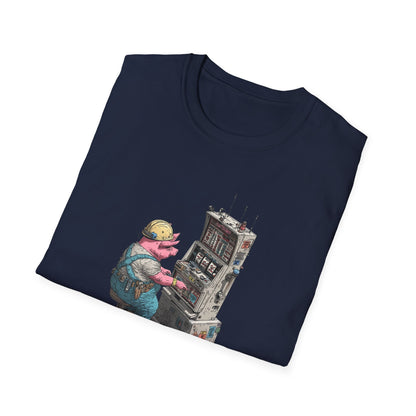 Hard-Working Pig at a Slot Machine | Casino Gambling T-Shirt
