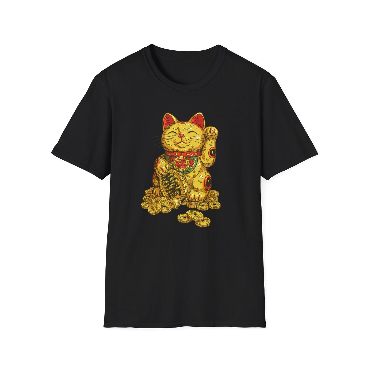 Golden Lucky Cat Graphic Tee | Casino Gambling T-Shirt