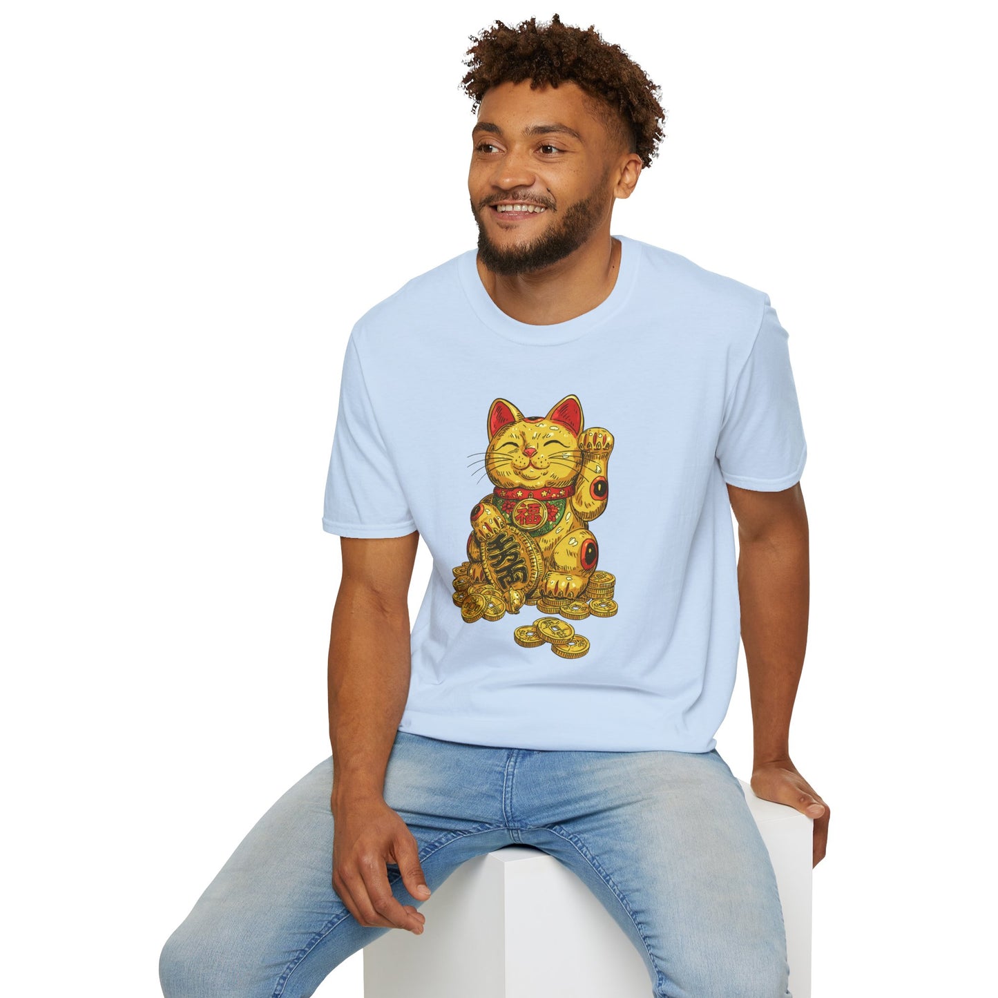 Golden Lucky Cat Graphic Tee | Casino Gambling T-Shirt