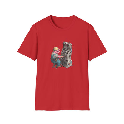 Hard-Working Pig at a Slot Machine | Casino Gambling T-Shirt