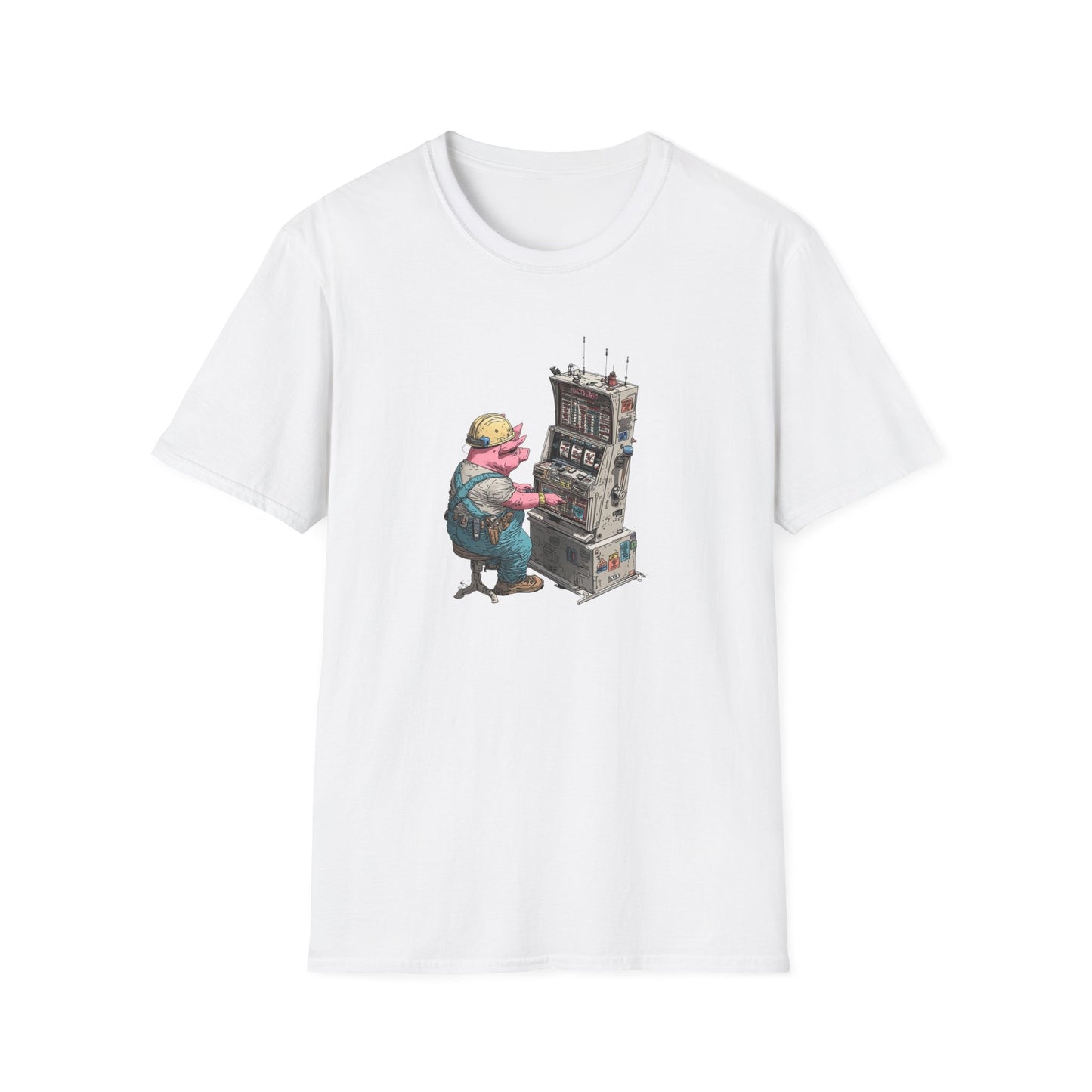 Hard-Working Pig at a Slot Machine | Casino Gambling T-Shirt