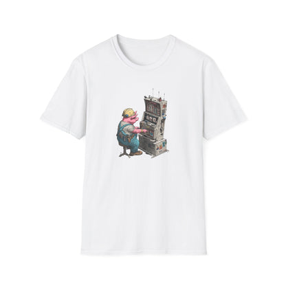 Hard-Working Pig at a Slot Machine | Casino Gambling T-Shirt