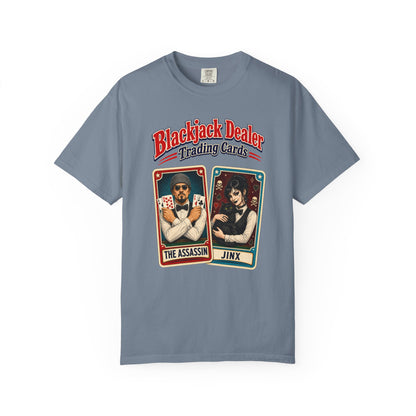 Blackjack Dealer Trading Cards T-Shirt — The Assassin & Jinx