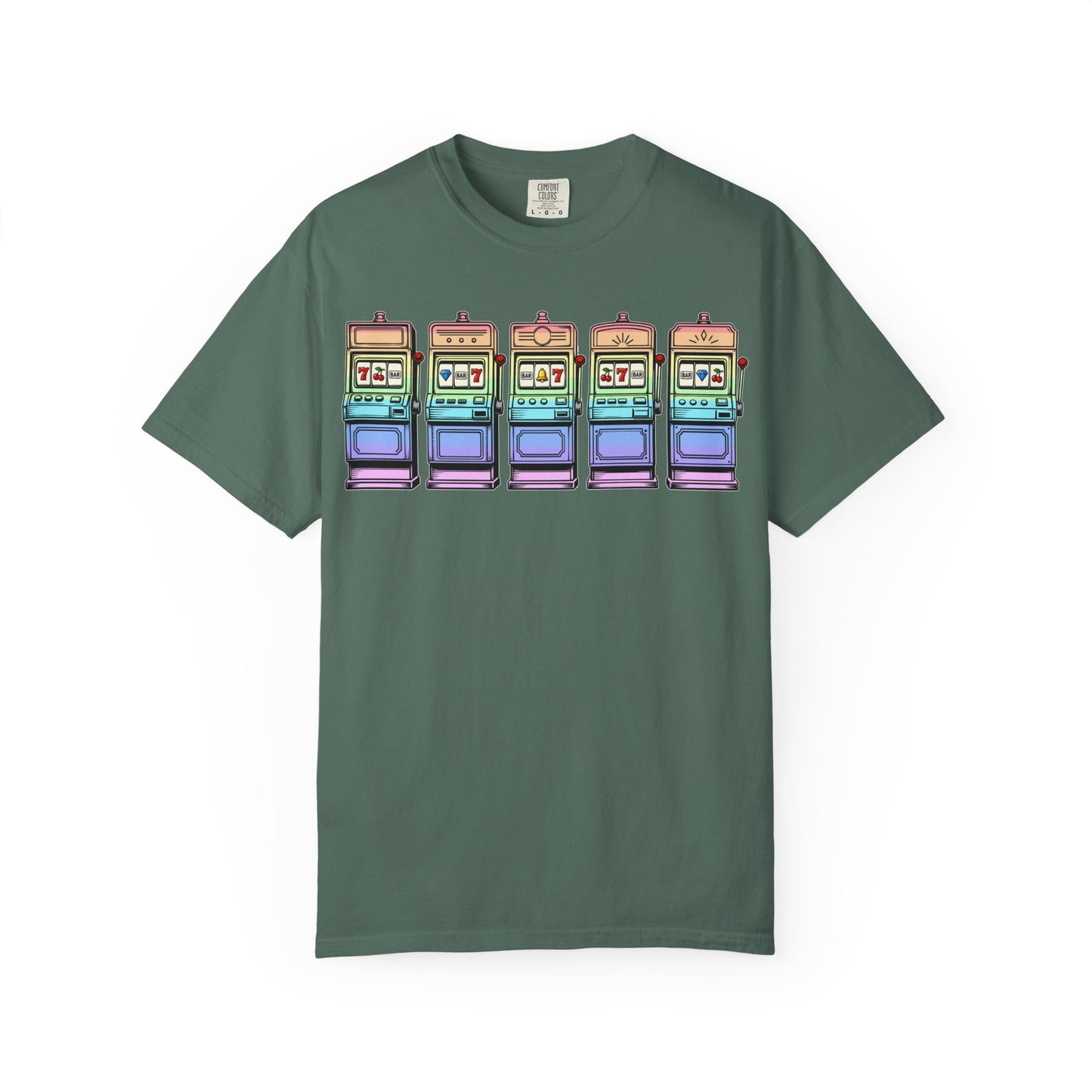 Retro Slot Machine T-Shirt — Vintage Neon Graphic Tee