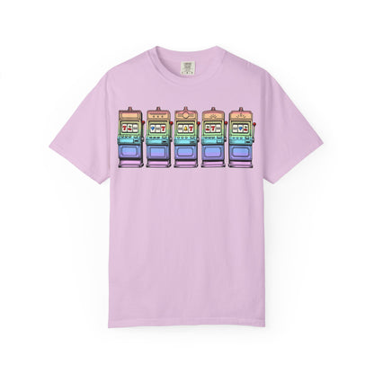 Retro Slot Machine T-Shirt — Vintage Neon Graphic Tee