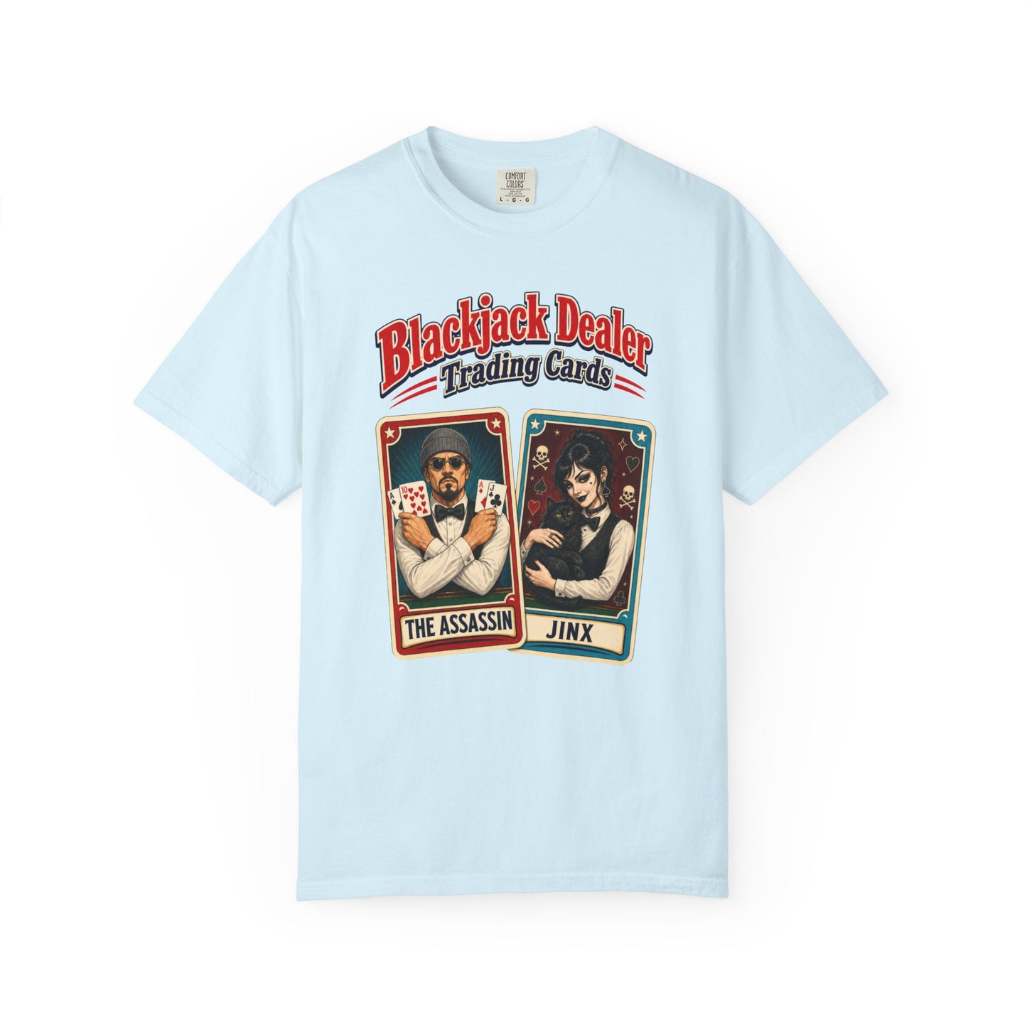 Blackjack Dealer Trading Cards T-Shirt — The Assassin & Jinx