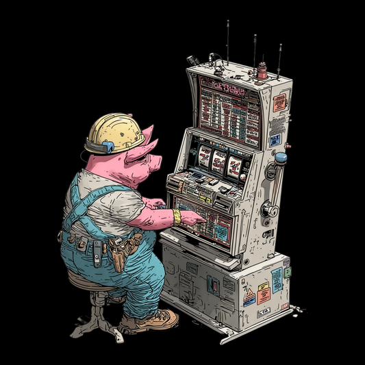Hard-Working Pig at a Slot Machine | Casino Gambling T-Shirt