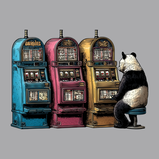 Big Panda at the Slots | Casino Gambling T-Shirt
