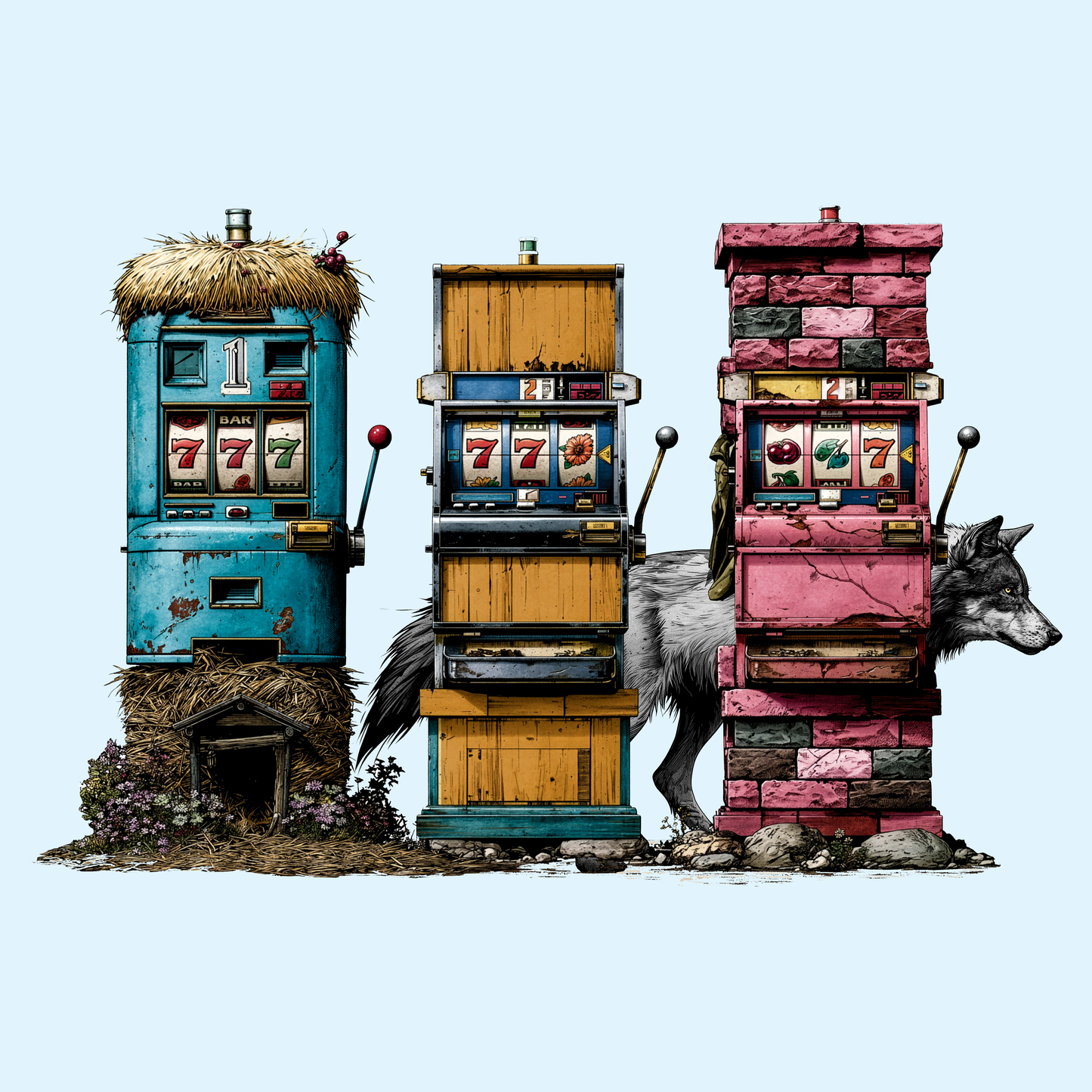 Three Little Slots | Casino Gambling T-Shirt