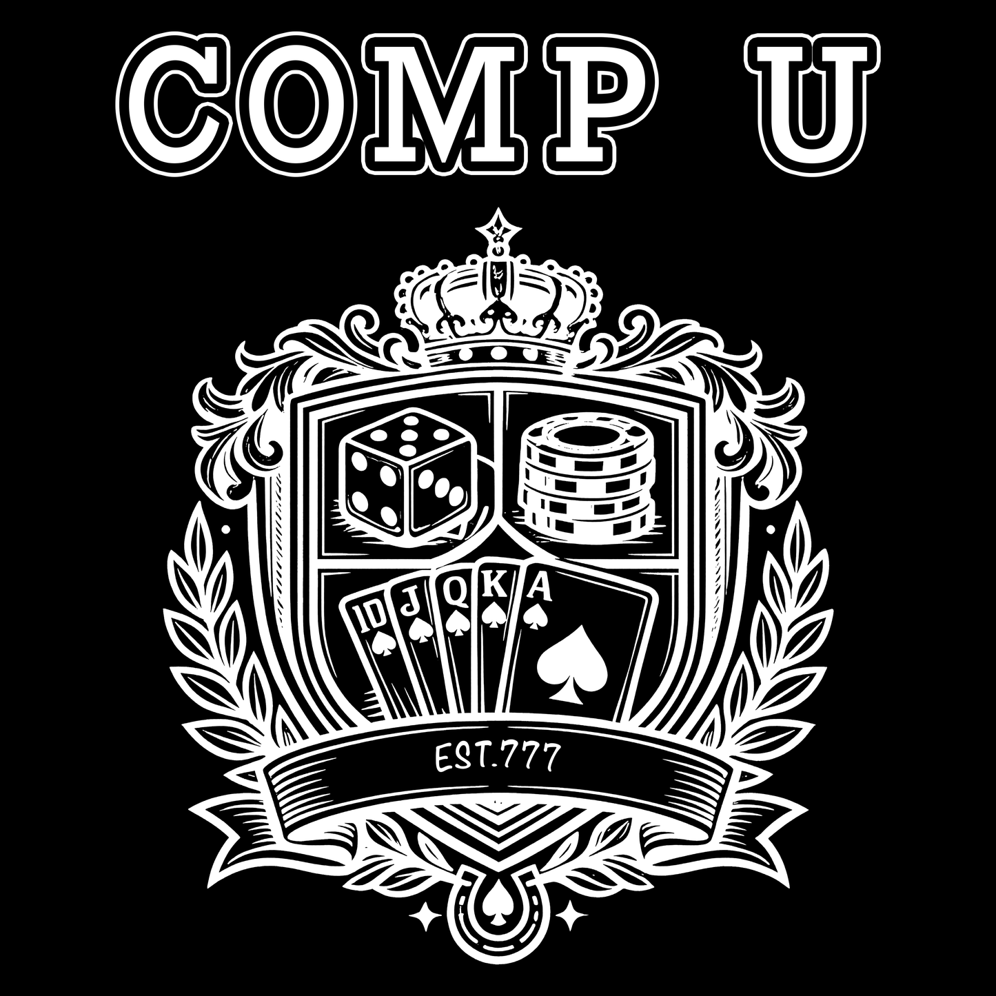 School Crest Comp U | Casino Gambling Dark T-Shirt