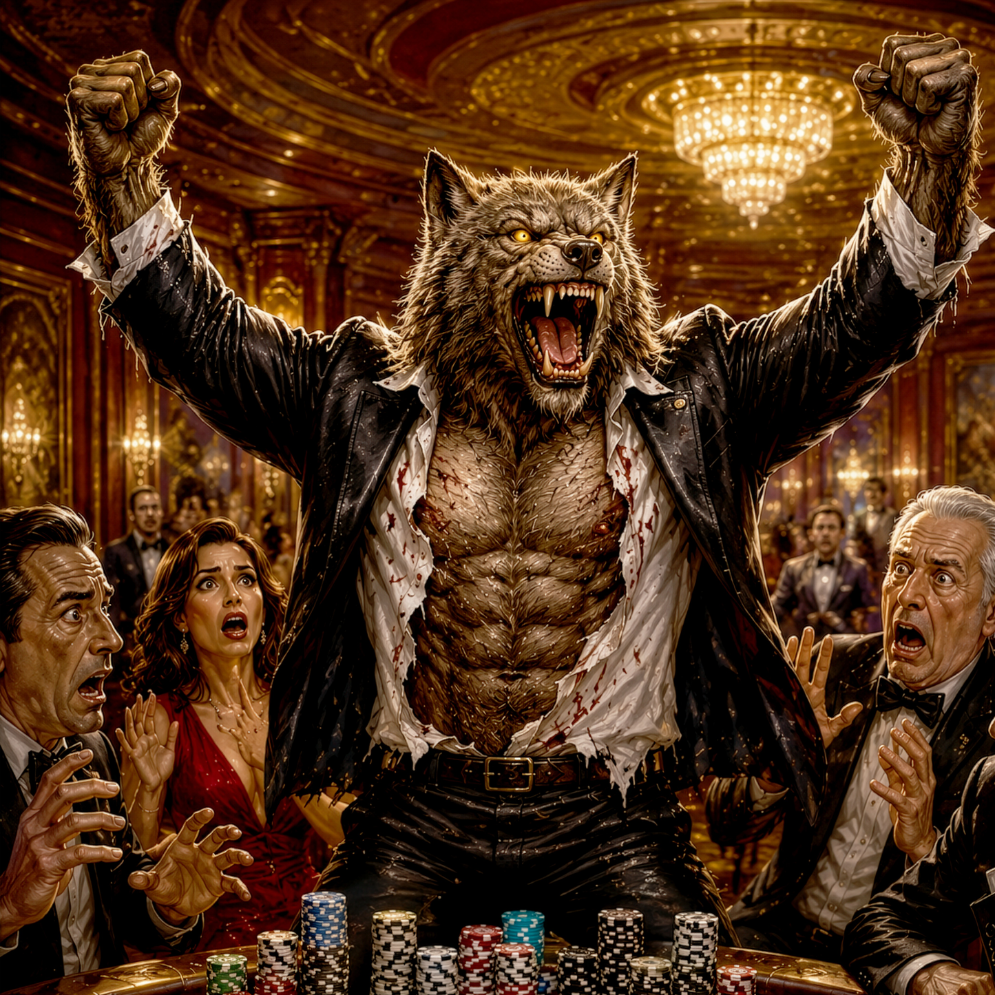 Jackpot Werewolf Runnin' Wild! | Casino Gambling T-Shirt