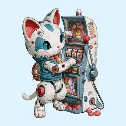Robo Lucky Cat Graphic Tee | Casino Gambling T-Shirt