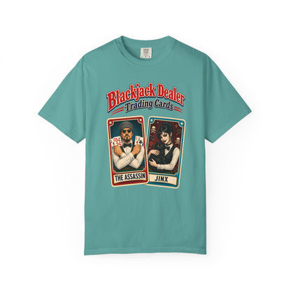 Blackjack Dealer Trading Cards T-Shirt — The Assassin & Jinx