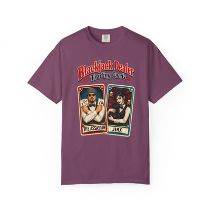 Blackjack Dealer Trading Cards T-Shirt — The Assassin & Jinx