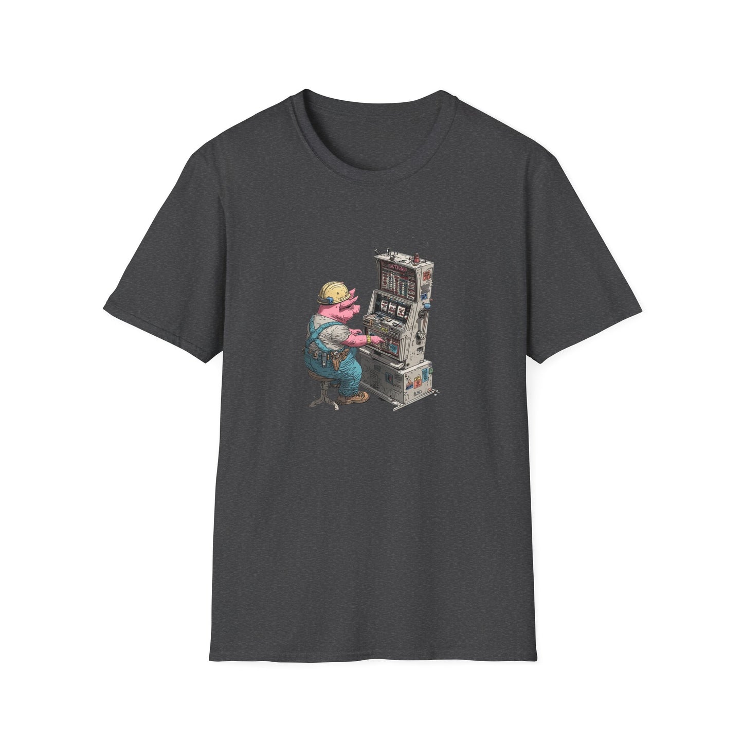 Hard-Working Pig at a Slot Machine | Casino Gambling T-Shirt