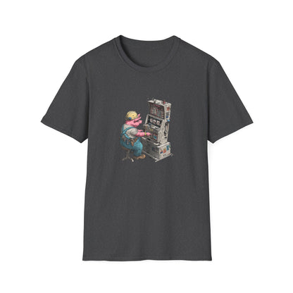 Hard-Working Pig at a Slot Machine | Casino Gambling T-Shirt