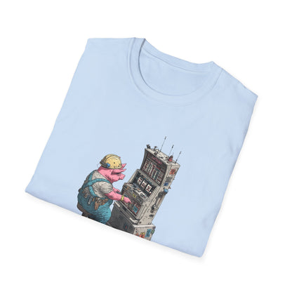 Hard-Working Pig at a Slot Machine | Casino Gambling T-Shirt