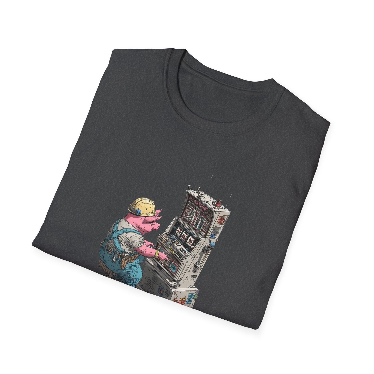 Hard-Working Pig at a Slot Machine | Casino Gambling T-Shirt