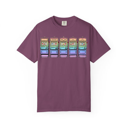 Retro Slot Machine T-Shirt — Vintage Neon Graphic Tee