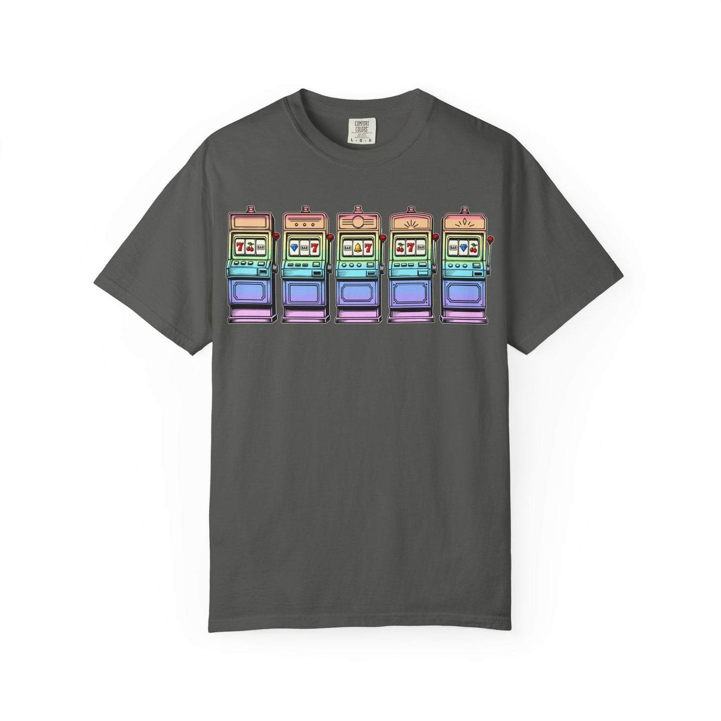 Retro Slot Machine T-Shirt — Vintage Neon Graphic Tee