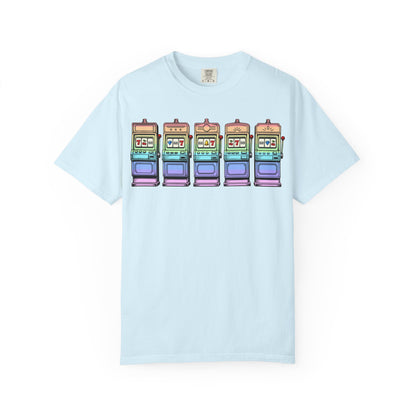 Retro Slot Machine T-Shirt — Vintage Neon Graphic Tee