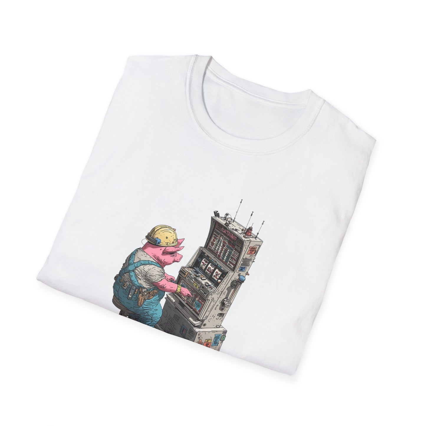 Hard-Working Pig at a Slot Machine | Casino Gambling T-Shirt