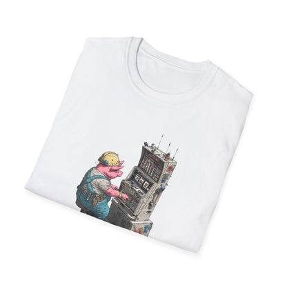 Hard-Working Pig at a Slot Machine | Casino Gambling T-Shirt
